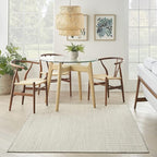 Nourison Home Courtyard Ivory Silver 4' x 6' Area Rug - Easy Clean, Non Shedding, Bed Room, Living Room, Dining Room, Kitchen (4' x 6')