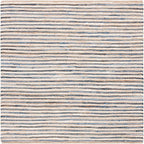 SAFAVIEH Cape Cod Collection Area Rug - 6' Square, Natural & Blue, Handmade, Braided Design, Ideal for The Living Room, Bedroom, Dining Room (CAP151M-6SQ)