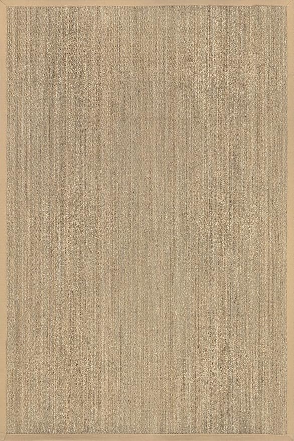 nuLOOM 5x8 Elijah Seagrass Area Rug, Beige, Solid Farmhouse Style, Cotton Bordered, Basketweave, Natural Fiber, For Bedroom, Dining Room, Living Room, Hallway, Office, Kitchen, Entryway