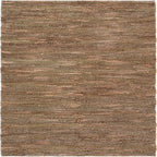 SAFAVIEH Natural Fiber Couture Collection Area Rug - 6' Square, Green & Natural, Handmade Jute, Ideal for Living Room, Bedroom, Home Office, Dining Space (NFC101Y-6SQ)