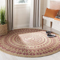 SAFAVIEH Natural Fiber Round Collection 3' Round Pink NF802P Handmade Boho Mandala Braided Jute Area Rug