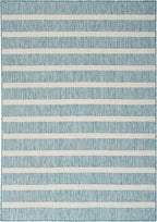 Nourison Home Positano Aqua Ivory 6' x 9' Area Rug - Easy Clean, Non Shedding, Bed Room, Living Room, Dining Room, Kitchen (6' x 9')