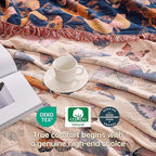 Boho Throw Blanket King, 100% Organic Cotton Breathable Ultra Soft 91" x 98" Bed Quilt Throw - All Season Floral Rustic Farmhouse Decor Luxury Reversible Blanket for Sofa Couch Chair and Gift