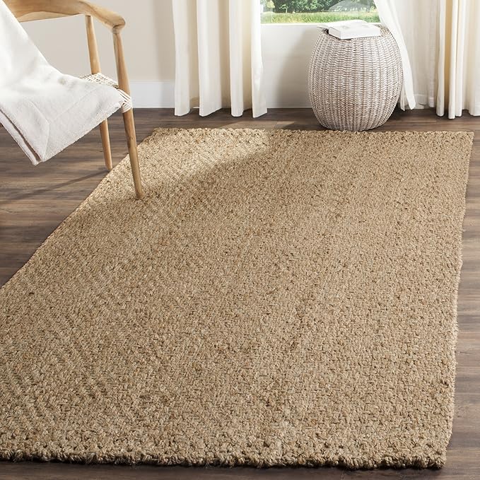 SAFAVIEH Natural Fiber Collection Accent Rug - 4' x 6', Natural & Natural, Handmade Jute, Ideal for High Traffic Areas in Entryway, Living Room, Bedroom (NF181A)