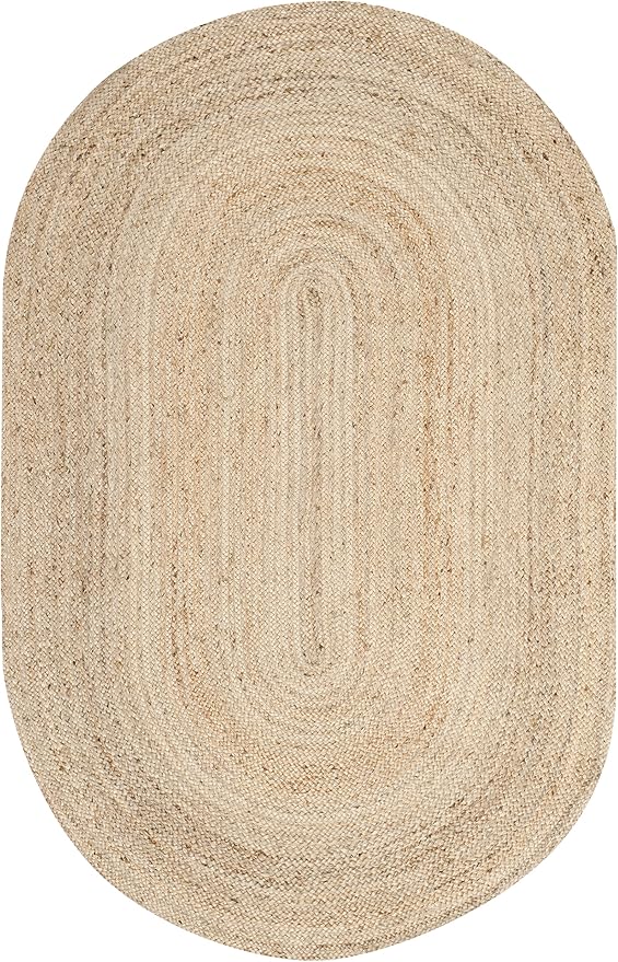 SAFAVIEH Area Rug 6x9 Oval - Cape Cod Collection - Natural Brown, Handmade Braided Flat Weave Jute (CAP252A)