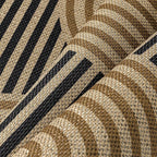 8x10 Modern Geometric Easy Jute Area Rug for Living Room Large Washable Indoor Outdoor Carpet Farmhouse Patio Office Mat Geometric Line Non Slip Black Carpet for Backyard Dining Room