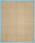SAFAVIEH Area Rug 8x10 - Natural Fiber Collection - Large - Natural & Turquoise, Seagrass, Basketweave Pattern (NF114S)