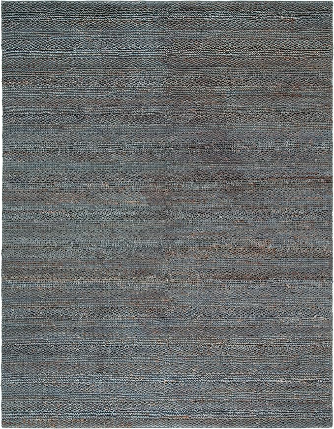 SAFAVIEH Area Rug 8x10 - Natural Fiber Collection - Large - 8' x 10', Grey, Handmade Jute, Braided Woven Design, Ideal for Living Room, Bedroom (NF212G)