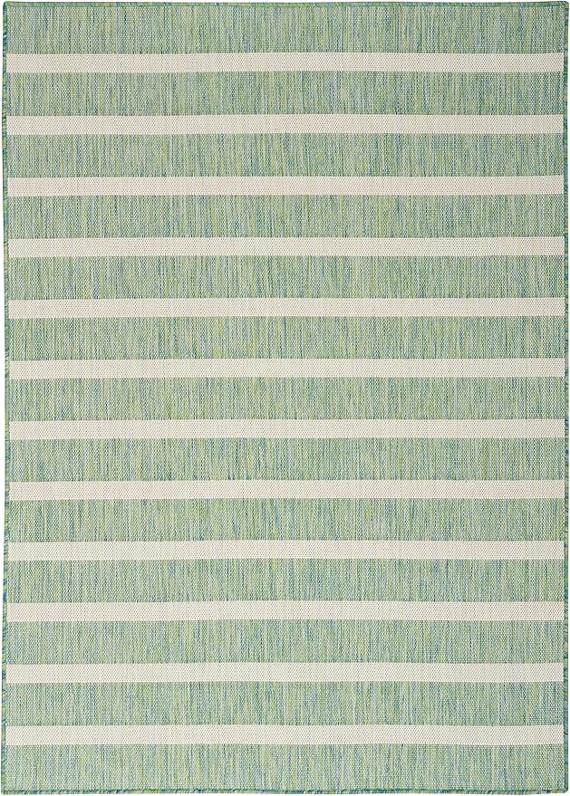 Nourison Home Positano Blue Green Ivory 7' x 10' Area Rug - Easy Clean, Non Shedding, Bed Room, Living Room, Dining Room, Kitchen (7' x 10')
