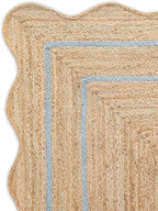 Wave Scalloped Natural Jute Rug Boho Jute Rug Entryway Runner Rug Farmhouse Scallop Rug, Gray (2'6"x16')