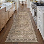 HUGEAR 2x8 Runner Rug Hallway Vintage Brown Machine Washable Retro Floral Low Pile Carpet Vacuumable Distressed Long Throw Rug Bedroom Office Bathroom Kitchen Laundry Non Slip Soft Lightweight