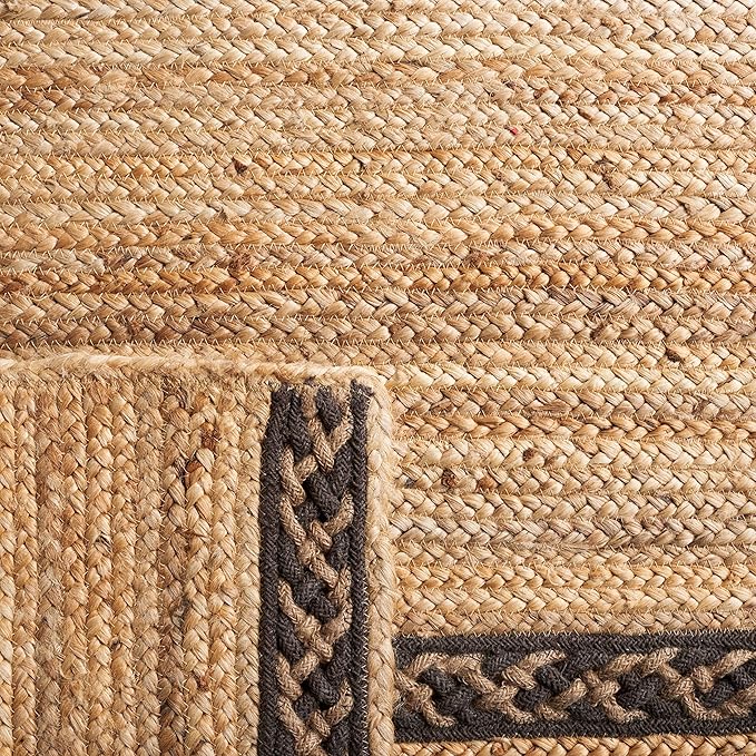 SAFAVIEH Natural Fiber Collection Accent Rug - 3' x 5', Natural & Brown, Handmade Stripe Boho Farmhouse Rustic Braided Jute, Ideal for High Traffic Areas in Entryway, Living Room, Bedroom (NFB262T)