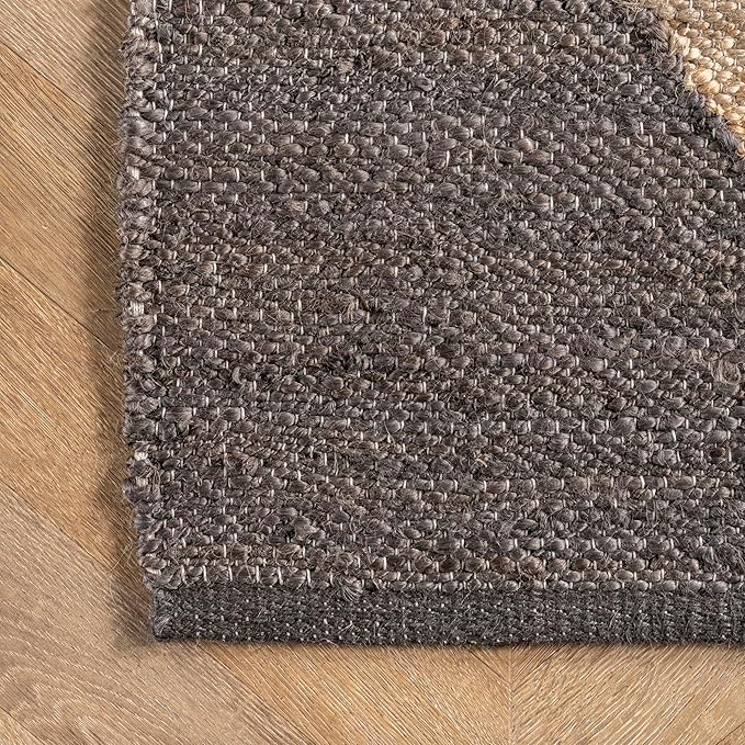 nuLOOM Pandora Diamond Jute Area Rug - 6' x 8', 8' 10' Geometric Jute & Cotton Square Medium Pile Indoor Bohemian Handcrafted Living Room Dining Room Bedroom Kitchen Hallway High Traffic Area Rug