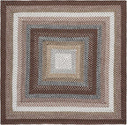 SAFAVIEH Washable Rug Outdoor Braided Collection - 5' Square, Brown & Multi, Handmade & Reversible, Non-Shedding & Easy to Clean, Ideal for Patio, Backyard, Mudroom (BRD308T)