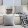 Home Brilliant Pillow Covers 22x22 2 Packs Throw Pillows Covers Striped Velvet Sofa Pillows Decorative Sets Holiday Decor, 55cm, 22 x 22 Inch, Light Grey