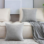 Home Brilliant Pillow Covers 22x22 2 Packs Throw Pillows Covers Striped Velvet Sofa Pillows Decorative Sets Holiday Decor, 55cm, 22 x 22 Inch, Light Grey