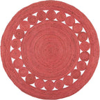 SAFAVIEH Area Rug 5' Round - Natural Fiber Collection - Rust, Handmade Jute, Boho Farmhouse Braided Design (NF364P)