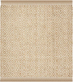 SAFAVIEH Natural Fiber Collection Area Rug - 6' Square, Ivory & Natural, Handmade Boho Diamond Tassel Jute, Ideal for High Traffic Areas in Living Room, Bedroom (NF266A)