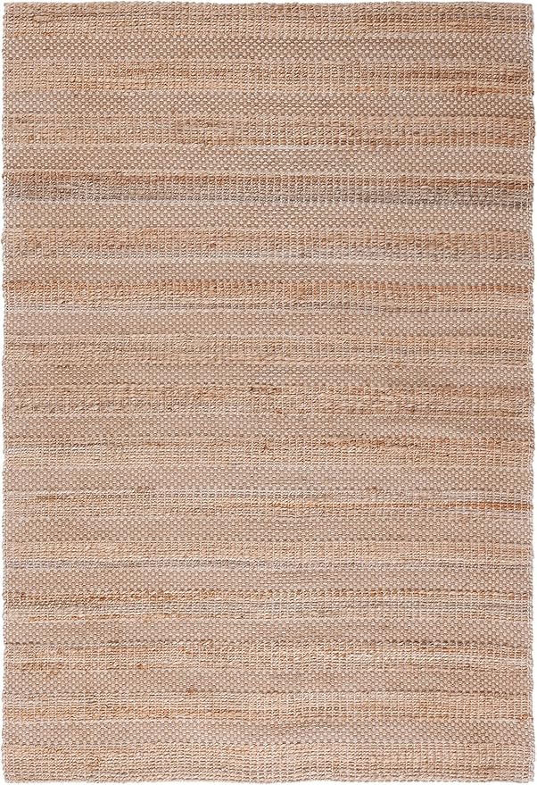 SAFAVIEH Natural Fiber Collection Area Rug - 5' x 8', Ivory & Natural, Handmade Boho Farmhouse Rustic Jute & Cotton Jute, Ideal for High Traffic Areas in Living Room, Bedroom (NFB654A)