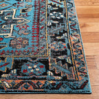 SAFAVIEH Vintage Hamadan Collection Area Rug - 6'7" x 9', Light Blue & Black, Traditional Persian Design, Non-Shedding & Easy to Clean, Ideal for Living Room, Bedroom, Dining Space (VTH211M)