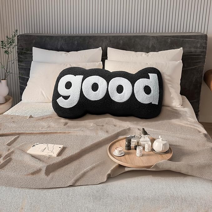 Johnear Headboard Pillow Black Plush Reading Pillow Back Support Pillow for Bed Sitting Up Adult Daybed Sofa College Dorm Bed Headboard Backrest Cushion Bolster Throw Pillow Body Pillow Twin