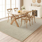 Faux Jute Non-Slip Area Rug, 4x6 Washable Pet-Friendly Floor Mat for Living Room, Bedroom, Entryway, Machine Woven Durable Scratch Resistant Carpet, Cream Beige/Brown