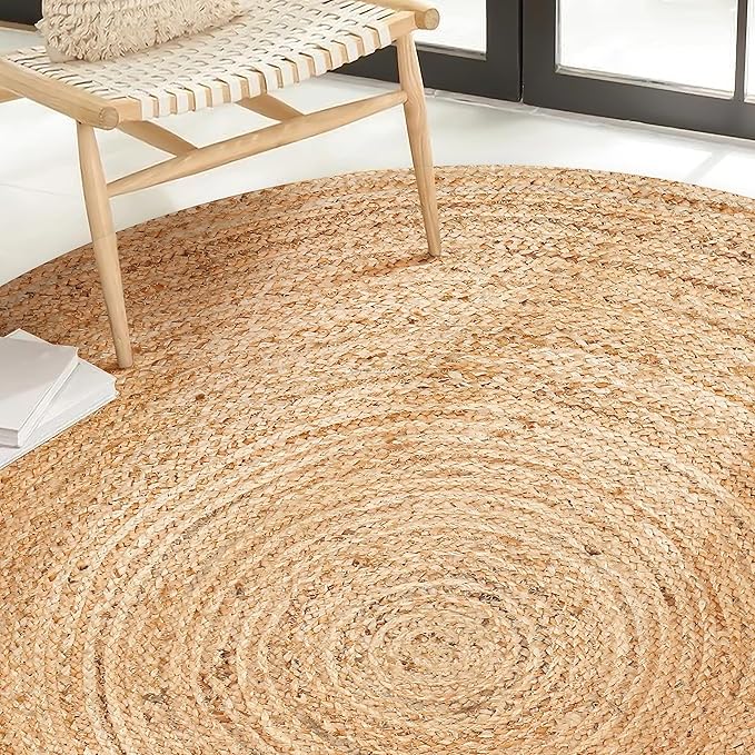 Savi Home Hand Woven Jute Braided Rug, 6' Round - Natural, Reversible Area Rugs for Living Room, Farmhouse, Kitchen, Handcrafted 6 Feet Round Area Rugs - Natural