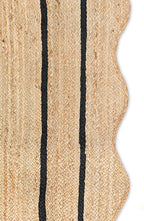 Wave Scalloped Natural Jute Runner Farmhouse Scallop Rug, Black (5'x7')