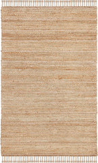 SAFAVIEH Natural Fiber Collection Area Rug - 5' x 8', Natural & Light Grey, Handmade Tassel Jute, Ideal for High Traffic Areas in Living Room, Bedroom (NF550A)