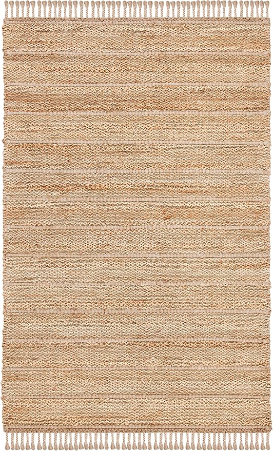 SAFAVIEH Area Rug 8x10 - Natural Fiber Collection - Large - Natural & Light Grey, Handmade Jute, Ideal for Living Room, Bedroom, Dining Space (NF550A)