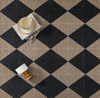 2x3 Checkered Easy Jute Kitchen Front Doormat Non Slip Washable Neutral Area Rug Textured Diamond Non Shedding Low Pile Black Checkerboard Floor Carpet for Farmhouse Entryway Porch Doorway