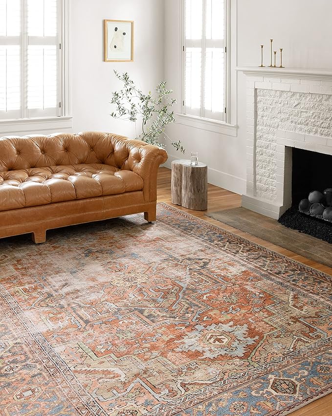 Loloi Loren Collection LQ-15 Terracotta/Sky 7'-6" x 9'-6" Area Rug