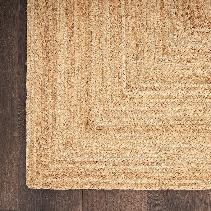 Nourison Home Natural Jute Natural 5' x 7' Area Rug - Easy Clean, Non Shedding, Bed Room, Living Room, Dining Room, Kitchen (5' x 7')