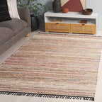 SAFAVIEH Cape Cod Collection Area Rug - 6' x 9', Pink & Beige, Handmade Denim & Jute, Ideal for The Living Room, Dining, Bedroom (CAP153U)