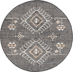SAFAVIEH Kilim Collection Area Rug - 9' Round, Black & Ivory, Handmade Flatweave Boho Tribal Jute, Ideal for Living Room, Bedroom, Dining Room (KLM762Z-9R)