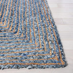 SAFAVIEH Cape Cod Collection Runner Rug - 2'3" x 8', Blue & Natural Brown, Handmade Jute & Cotton, Woven Braided Design (CAP202M)