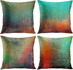 Emvency Set of 4 Throw Pillow Covers Vintage Abstract Teal Green and Orange Messy Rust Painting Decorative Pillow Cases Home Decor Standard Square 18x18 Inches Pillowcases