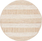 SAFAVIEH Natural Fiber Collection 6' Round Ivory NF887A Stripe Jute Area Rug