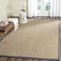 SAFAVIEH Area Rug 3x5 - Natural Fiber Collection - Natural & Dark Grey, Seagrass, Basketweave Pattern with Border (NF114Q)