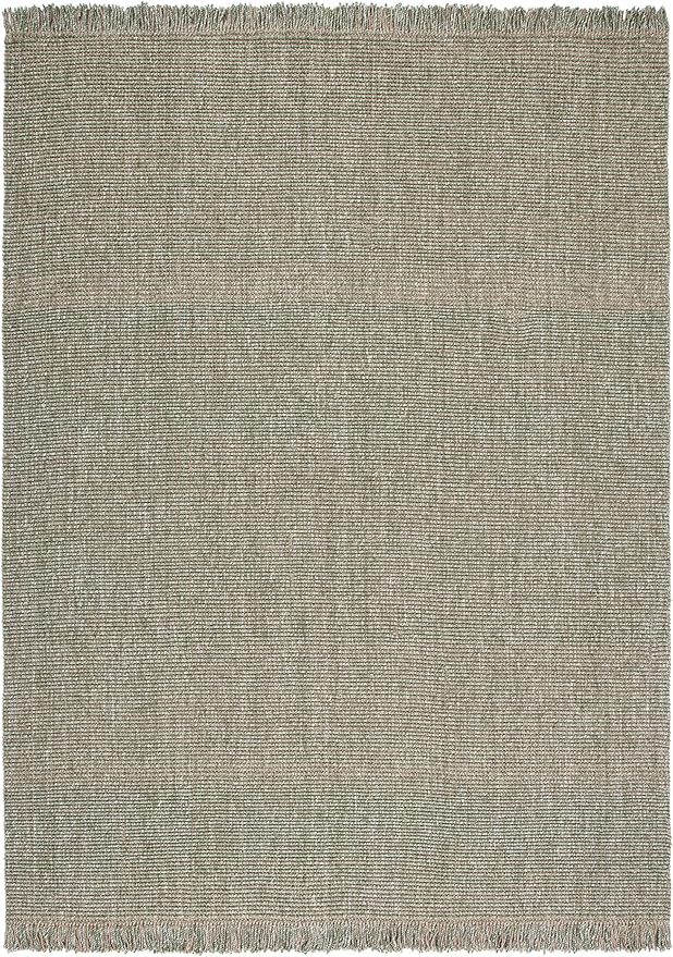 SAFAVIEH Natural Fiber Collection Area Rug - 9' x 12', Green & Natural, Handmade Woven Fringe Jute, Ideal for High Traffic Areas in Living Room, Bedroom (NF826Y)