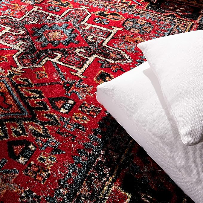 SAFAVIEH Area Rug 9x12 - Vintage Hamadan Collection - Large - Red & Multi, Traditional Persian Design, Non-Shedding & Easy to Clean, Ideal for Living Room, Bedroom, Dining Space (VTH211A)