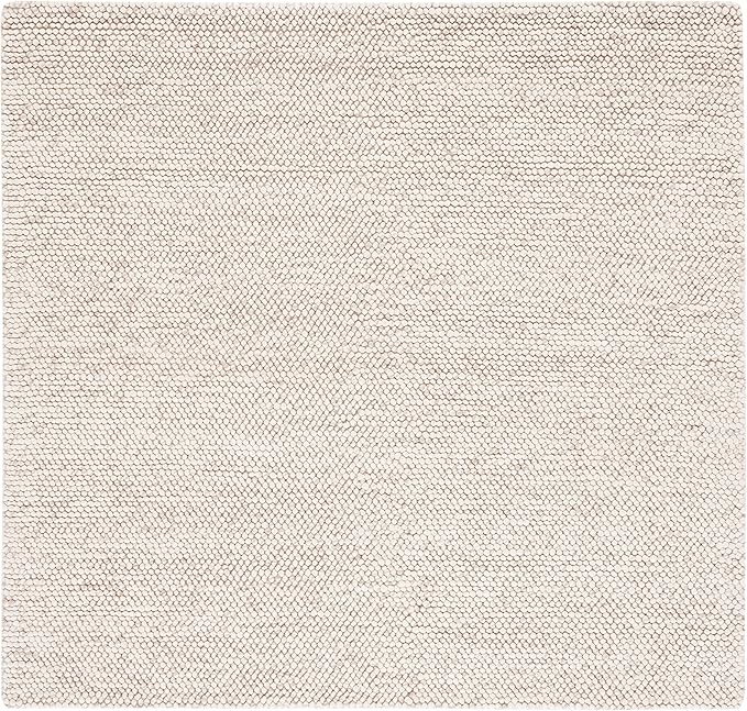 SAFAVIEH Natura Collection Area Rug - 7' Square, Beige & Ivory, Textured Design, Handmade Wool, Ideal for Living Room, Bedroom, Dining Space (NAT425B)