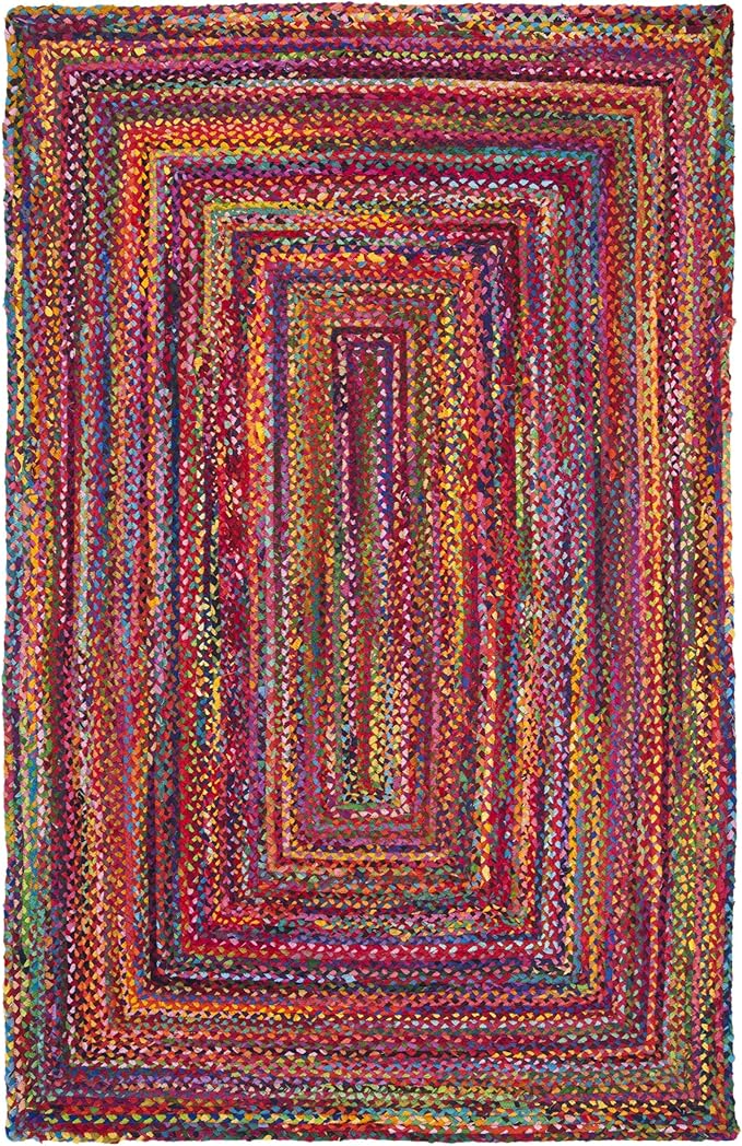 SAFAVIEH Area Rug 3x5 - Cape Cod Collection - Red & Multi, Handmade Jute & Cotton, Woven Braided Design (CAP202A)