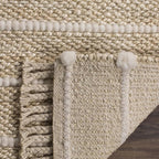 SAFAVIEH Natural Fiber Collection Area Rug - 6' Square, Ivory & Ivory, Handmade Tassel Jute, Ideal for High Traffic Areas in Living Room, Bedroom (NF550B)