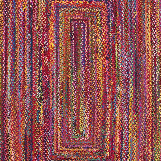 SAFAVIEH Area Rug 3x5 - Cape Cod Collection - Red & Multi, Handmade Jute & Cotton, Woven Braided Design (CAP202A)