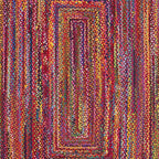 SAFAVIEH Area Rug 3x5 - Cape Cod Collection - Red & Multi, Handmade Jute & Cotton, Woven Braided Design (CAP202A)
