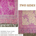 Achillea Reversible Paisley Pashmina Rave Scarf – Exotic Indian Shawls and Wraps for Evening Dresses, Festivals, All Seasons
