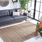 SAFAVIEH Natural Fiber Collection Area Rug - 5' x 8', Black & Natural, Handmade Boho Farmhouse Rustic Jute & Cotton, Ideal for High Traffic Areas in Living Room, Bedroom (NFB654Z)
