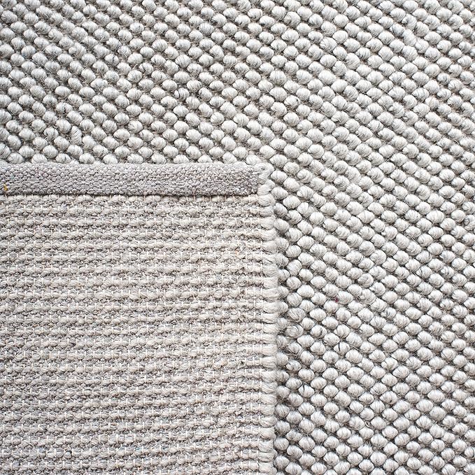 SAFAVIEH Natura Collection Runner Rug - 2'3" x 13', Silver, Handmade Wool Blend, Textured Design, Ideal for Living Room, Bedroom, Dining Space (NAT425G)