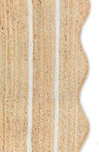 Wave Scalloped Jute Runner - Natural, Off White Jute Boho Scallop entryway Farmhouse Rug (3'x5')